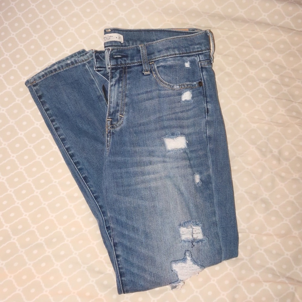 A&F Distressed Skinny Jeans